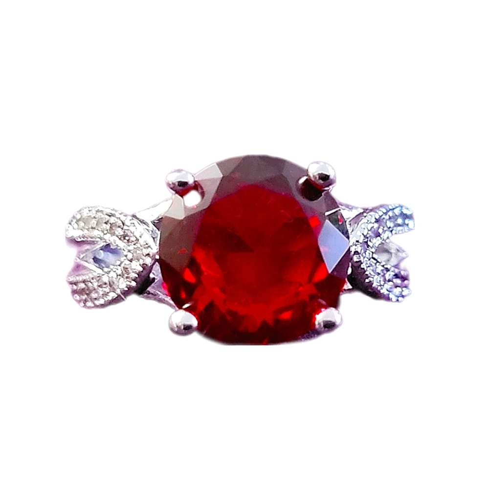 Faux Ruby and Cubic Zirconia Ring Size 8